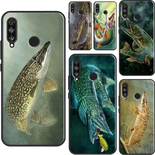Pike Fish Fishing Lure Case For Huawei P30 Pro P20 P40 Lite P Smart 2021 Nova 5T For Honor 8X 9X 9S 10 X Lite