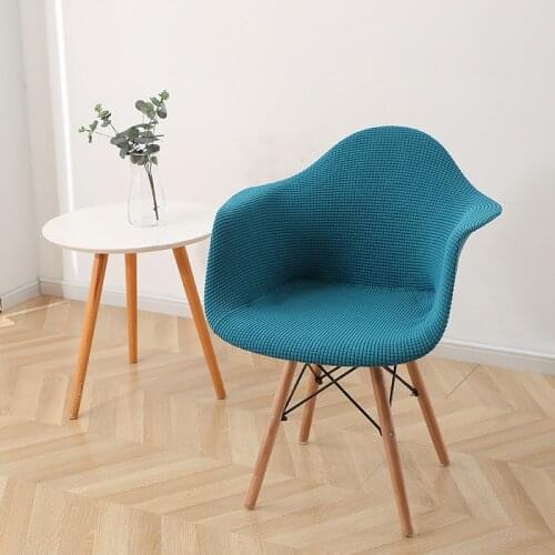 1Pc Polar Fleece High Arm Chair Cover for Eames Chairs Blue Dining Chair Cover Arm Chair Seat Protector Slipcover for Home Hotel