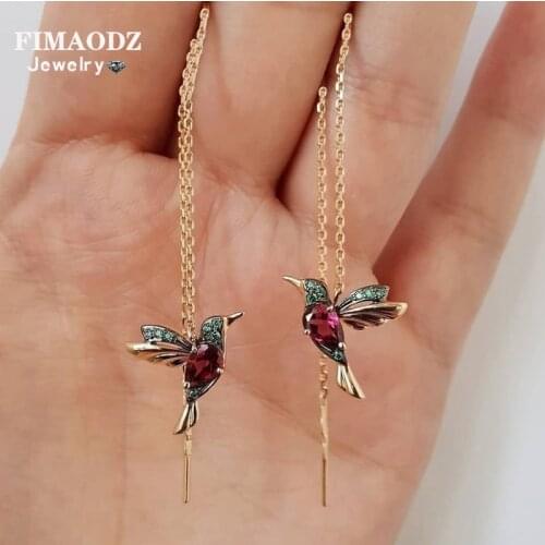 FIMAODZ Bird Long Drop Earrings Novelty Animal Tassel Earrings Party Gift Fashion Jewelry
