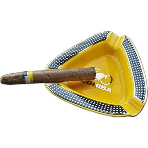 Home Triangle Cigar Ashtray Portable Ceramic 3 Cigars Tobacco Cigarette Ashtrays Holder Cigar Gadgets for Patio/Outside/Indoor