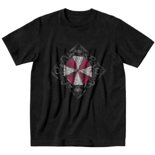 Vintage Grunge Umbrella Corporation T Shirt Men Short Sleeve Cotton T-shirts Video Game Tee Streetwear Tshirt Gift