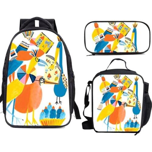 Graffiti Art Prints Girls Boys 3PCS School Backpacks Lunch Bags Pencil Cases Students Bookbags Men Women Travelling Daypacks