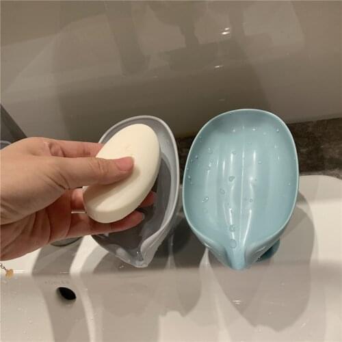 Leaf Shape Soap Box Drain Soap Holder Box Bathroom Shower Soap Holder Dish Storage Plate Tray Bathroom Supplies Bathroom Gadgets