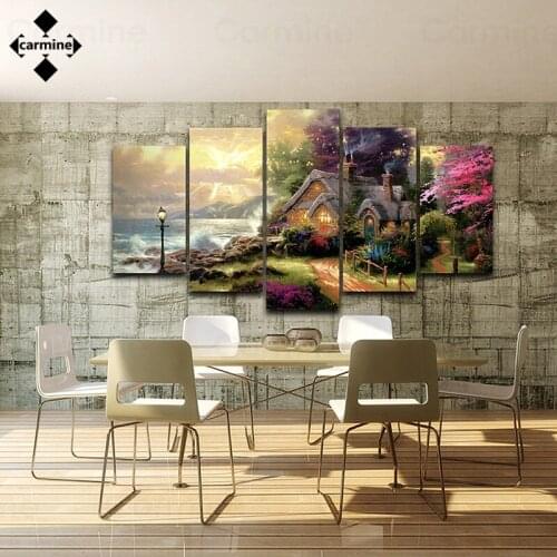 Beautiful Cottage Printing Picture Nodic Wall Art 5 Pieces Painting Hd Poster and Print Wall Art Picture for Home Decor No Frame