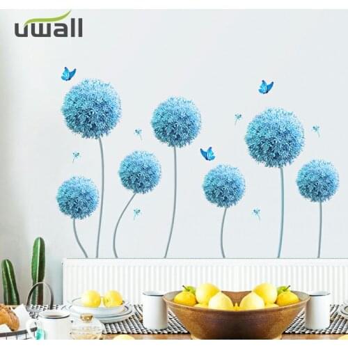 Creative Self-Adhesive 3D Blue Flower Wall Stickers Home Background Wall Decor Living Room Decoration Bedroom Decor Stickers