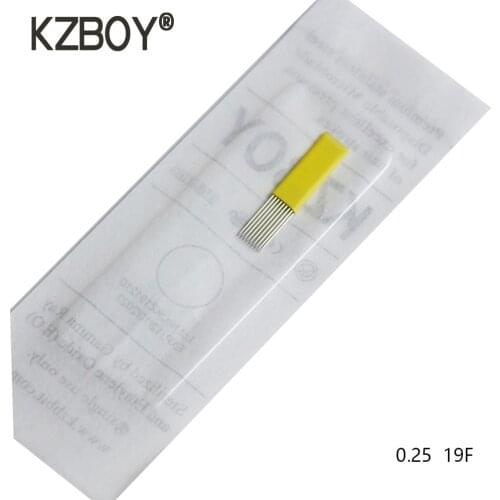 KZBOY 100PCS Flat Microblading Needles 19 Pins Stainless Steel Individually Wrapped for Manual Shaders
