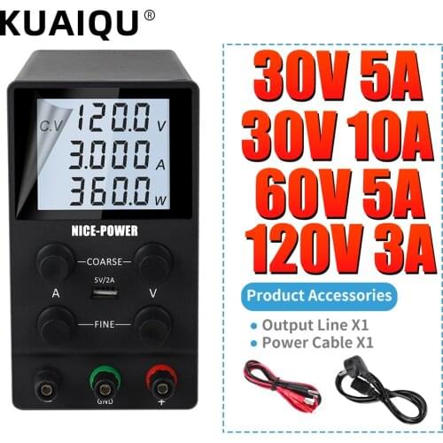 KUAIQU New USB Adjustable DC Laboratory Power Supply 30v 10a Digits Display Mini Voltage Regulator 60V 5A For Phone Repair PCB