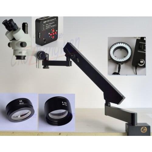 FYSCOPE 3.5X-90X STEREO ZOOM SIMUL FOCAL MICROSCOPE +ARTICULATING STAND MICROSCOPE + 38MPHDMI CAMERA