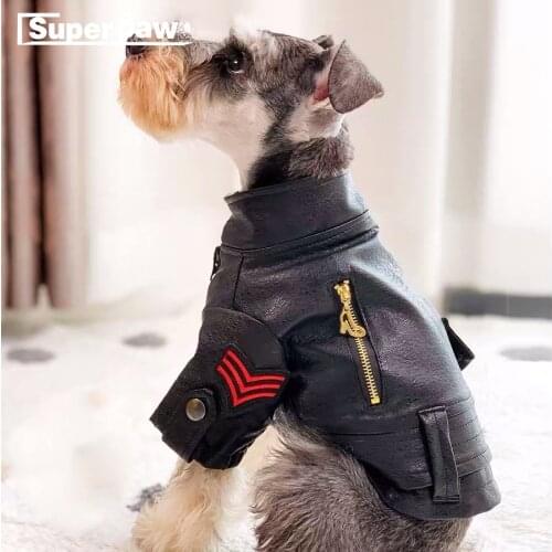 Fashion Pet Dog Leather Jacket Waterproof Coat For Small Medium Dogs Doberman Schnauzer French Bulldog Pug Hoodie Clothes BNC08