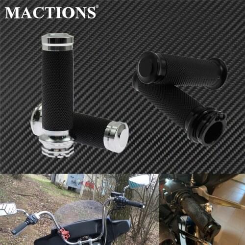 Motorcycle 1"25mm Hand Grips Universal CNC Handle Bar Grip Black/Chrome For Harley Dyna Softail Sportster XL XR VRSC Touring