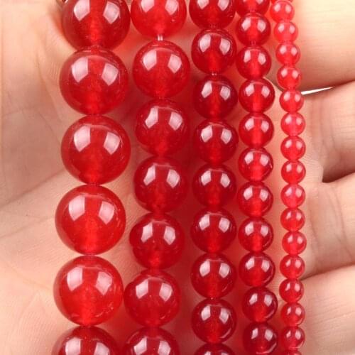 Wholesale Natural Red Jades Beads Round Loose Spacer Beads For Jewelry Making DIY Bracelet Handmade 4/6/8/10/12mm