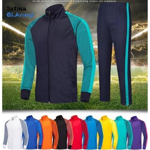 Wholesale Football Jacket Training Clothing for Adults and Children Fall Winter Mens Sets Long Sleeve Soccer Collar Jacket Set