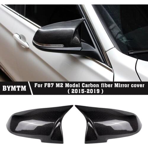 Ox horn style Black white ABS Carbon fiber Rearview mirror cover caps For BMW F87 M2
