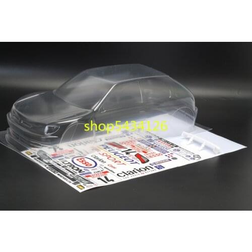 Clear PC Body & Stickers Decals Wing For 1/10 Peugeot 306 WRC Rally Car Shell 190mm