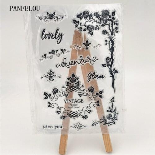PANFELOU 11*16cm vines Transparent Silicone Rubber Clear Stamps Scrapbooking/DIY Easter New Year wedding cards