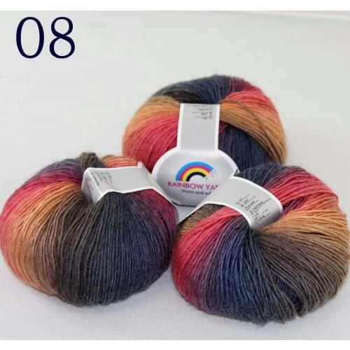 Sale Soft Cashmere Wool Colorful Rainbow Wrap Shawl DIY Hand Knit Yarn 3X50gr ball Pink White Green Beige 524-08-3