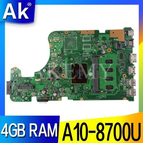 SAMXINNO For ASUS X555 X555YA X555YI X555D X555DG X555DA Laotop Mainboard X555DA Motherboard W/ A10-8700U 4GB RAM