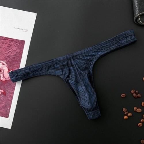 Low-rise Bikini G-string Mens Thong Sexy Panties Cotton Breathable Underwear Solid Color T-Back Man Brief Thongs