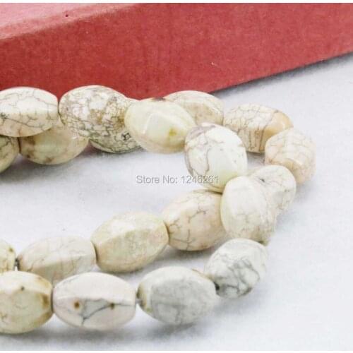 8x12mm Ornaments White Turkey Stone DIY Loose Beads Accessory Parts Stone Howlite Rice Faceted 15inch Jewelry Making Girls Gift