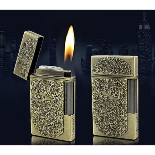 Retro Metal Side Slide Wheel Flint Lighter Mini Butane Gas Lighters Cigarette Cigar Lighter Smoking Accessories Gadgets For Men