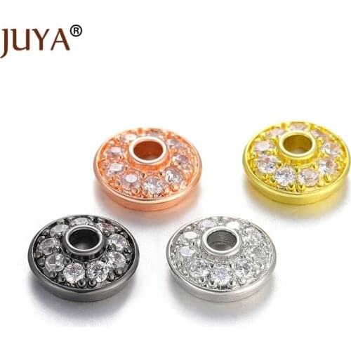 10mm Gold Rose Gold Black Copper Zircon Flower Bead End Caps For Jewelry Making Findings Needlework Diy Accessories