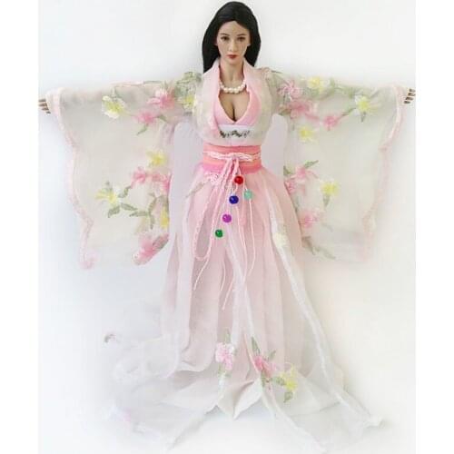 1/6 Female soldier ancient costume embroidery ancient costume long skirt suitable for steel-bone big breasts and plastic body