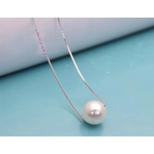 Sterling Silver 925 Pendant Necklace For Women Fine Jewelry Round Ball Shape Fresh Water Pearl For Party Christmas Gifts