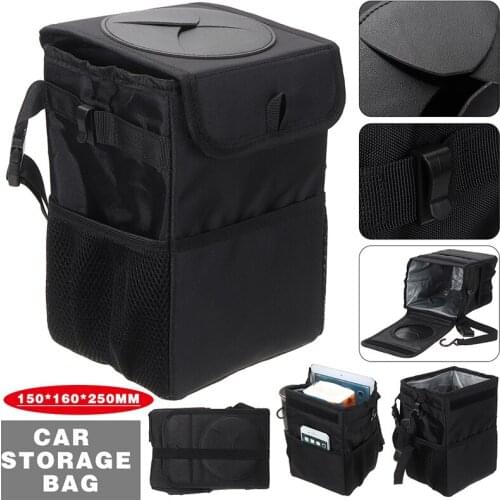 1pc Black Oxford Cloth Car Auto Folding Storage Box Seat Back Hanging Storage Bag Organizer 15x16x25cm DIY Accessories