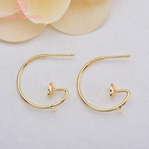 124) 6PCS 22MM 24K Gold Color Plated Round with Hanging Hole Earrings High Quality DIY Jewelry Making Findings