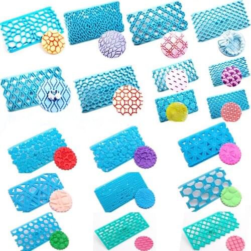 19 design Cake Fondant Embosser Flower Cookie Cutters Biscuit Petal Quilt Molds Icing Embossing Cutter Cake Decorating Tools
