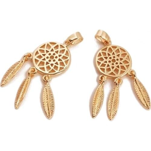 2PCS Feather Shaped Pendant Findings Tassels 14k Gold Plated Charms for Jewelry Making DIY Earrings Handmade Accessories
