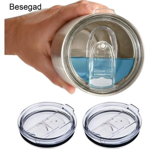 Behogar 2pcs Clear Plastic Spill Proof Splash Resistant Replacement Tumbler Lids Covers for Yeti 30oz Cups