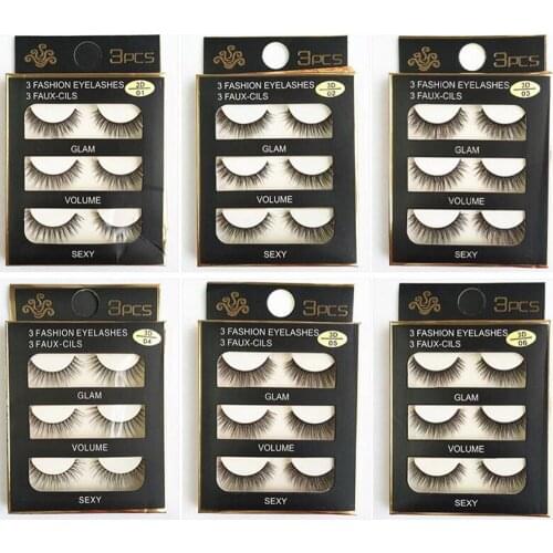 3pcs False Eyelashes hand made winged black band mink lashes black cotton stalk natural long eye lash reuse daily eye extension