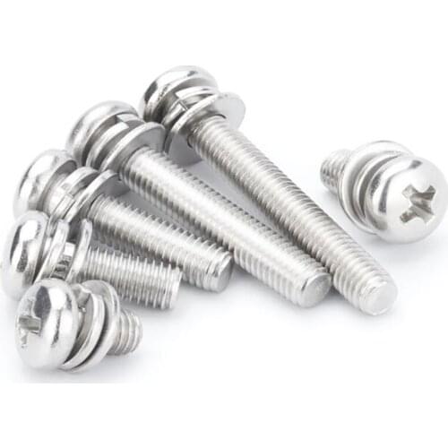 304 stainless steel round head Cross screws M2 M2.5 M3 washer Round head machine screw set