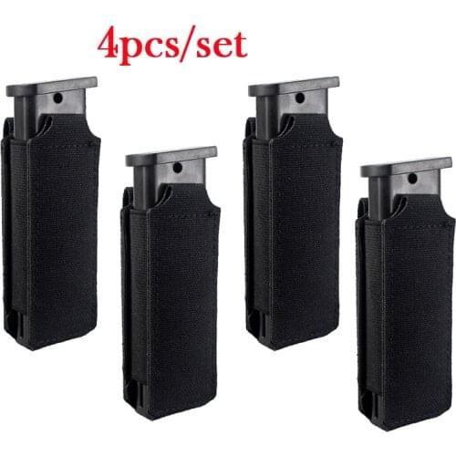 4pcs Tactical Elastic Molle Single Magazine Pouch Waist Belt Multi-tool Pouch Flashlight Holster Pistol Magazine Tool Holder