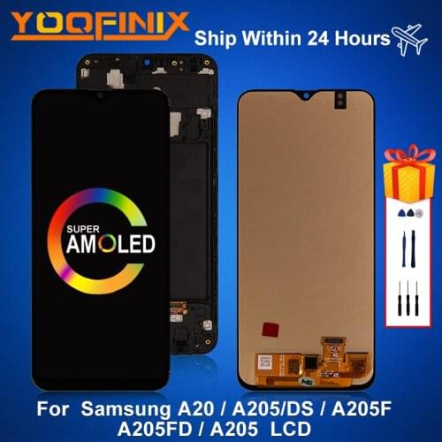5.4"Super AMOLED For Samsung Galaxy A20 2019 LCD A205F Display Screen Digitizer Replacement Parts For Samsung SM-A205F A205 LCD