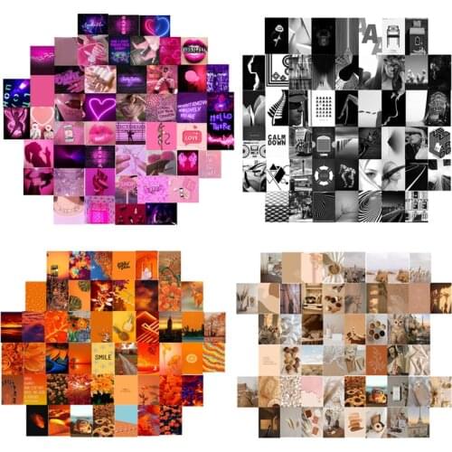 50 Pieces Colourful Aesthetic Picture Wall Scratch Off Poster Collage Print Kit Room Decor For Bedroom Photo Art Dorm Poster New
