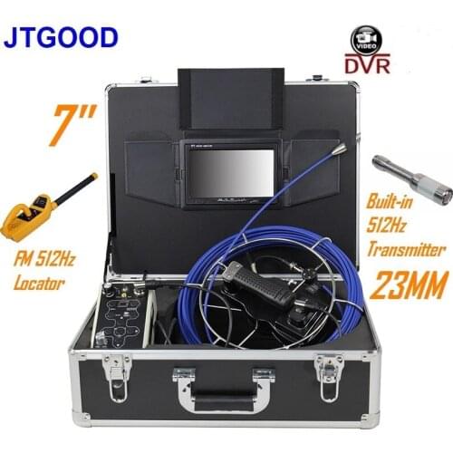 7 Inch DVR Screen 512Hz Transmitter Sonde and Locator 23MM Pipe Sewer Drain Inspection Camera Endoscope Borescope Waterproof