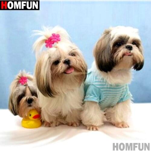 HOMFUN Full Square/Round Drill 5D DIY Diamond Painting "dog" Embroidery Cross Stitch 5D Home Decor A16317