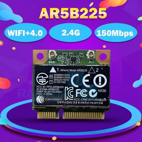 Atheros AR9485 AR5B225 Half Mini PCIe Wireless BT4.0 Card SPS:654825-001 655795-001 for HP CQ43 CQ58 DV4 DV6 DV7 G4 G6 G7