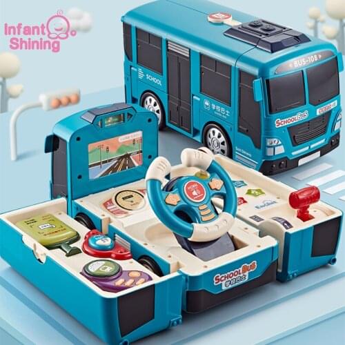 Infant Shining Childrens Multi-Purpese Bus Toys Early Learning Sets Intelligence Brain Development Toys Holiday Gift For Kids