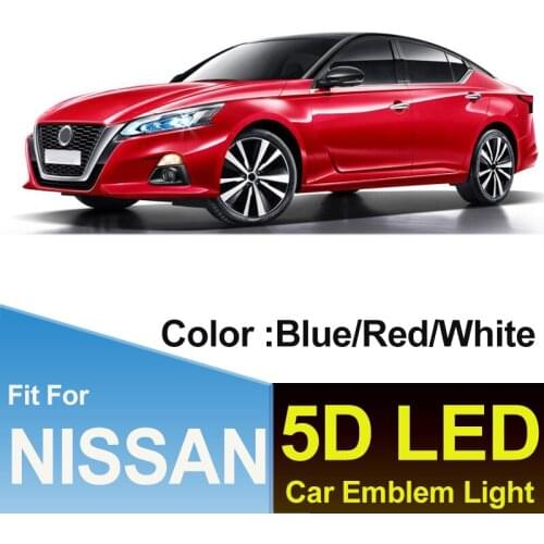 Car Decoration 5D LED Car Emblem Light Lamp Auto Rear Trunk Badge Covers For TIIDA X-TRAIL Geniss LIVINA Cedric White/Red/Blue