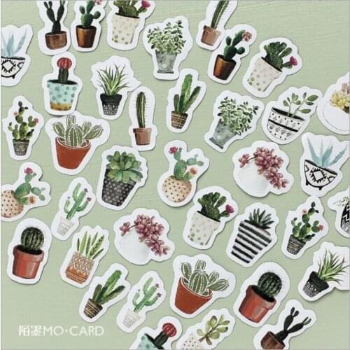 45pcs per lot Plant Flower Cactus Sticker Scrapbook Handbook Diary Gift Decoration Business Student Stationery Award Label Box