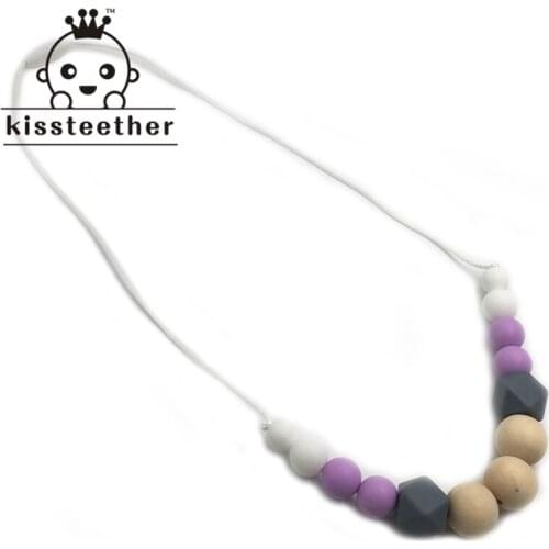 Baby Teether Nursing Necklace Food Grade Silicone Teether Wooden Beads Teether Nature Safe Organic Infant Necklace Teether Toys