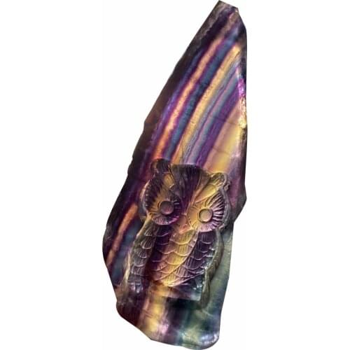Fluorite Owl Crystal Natural Stone Island Stones Crystals Wicca Cristal Pierre Naturelle Cristaux Healing Decor Quartz Gemstone