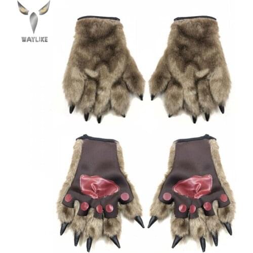 Halloween Wolf Claws Gloves Horror Werewolf Furry Horror Wolf Paws Claws Creepy Masquerade Prop Devil Cosplay Costumes Beer