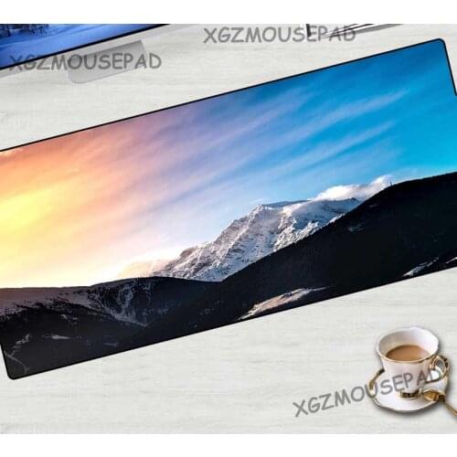 XGZ Red cloud blue sky large gaming mouse pad lock edge snow mountain travel desk mat natural rubber Non-slip 900x400mm