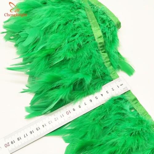 ChengBright 10Yards green Turkey Feather Pruning Cloth Sideband Diy Festive Stage Craft Feathers Trim Feather Trim Fringe A