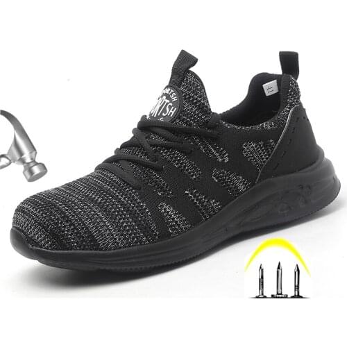 Mens Breathable Summer Puncture Proof Steel Toe Work Shoes Men Anti Smashing Protective Safety Shoes