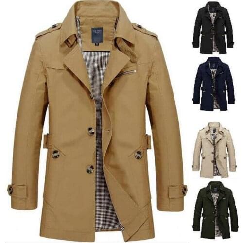 Mens Trench Mens OverCoat Slim Fit Casual Lapel Jacket Windbreaker Male Trench Outdoor Cotton Trench Men Jacket